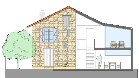 Extension de maison en meuli�re, Stone house extension, Bezons, 2014, Dragan Architecture, Paris
